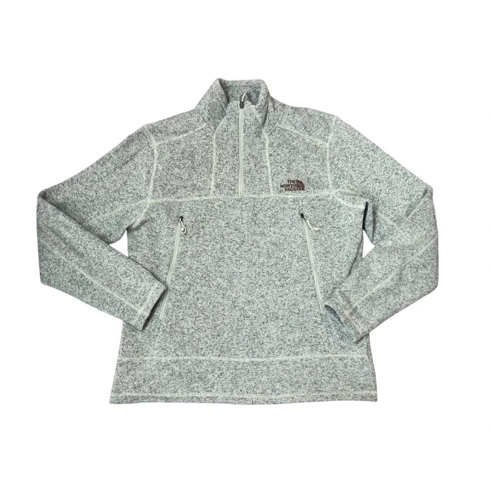 The North Face Mens Gray Marled Fleece 1/4 Zip Pullover Jacket Size Large L